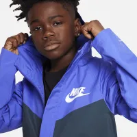Nike Sportswear Windpuffer Big детские (для мальчиков) Storm-FIT Loose Water-Resistant Hip-Length Hooded Куртка синий