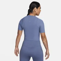 Nike Zenvy Rib женская Dri-FIT Short-Sleeve Cropped Top синий