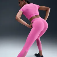 Nike Pro женская Mid-Rise 7/8 Mesh-Panel Graphic лосины Pink