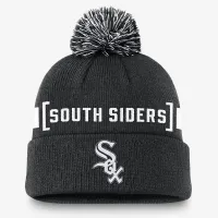Chicago цвет белый Sox Hometown Peak мужские Nike MLB Cuffed Pom Beanie цвет черный
