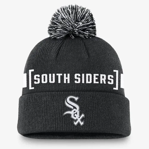 Chicago цвет белый Sox Hometown Peak мужские Nike MLB Cuffed Pom Beanie цвет черный