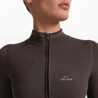 NikeSKIMS Ribbed Seamless женская Cropped Full-Zip Куртка цвет коричневый