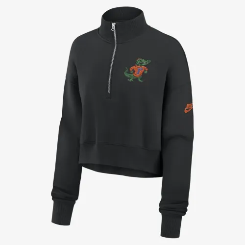 Florida Gators Legacy Elevated Logo женская Nike College Cropped 1/4-Zip Crew цвет черный