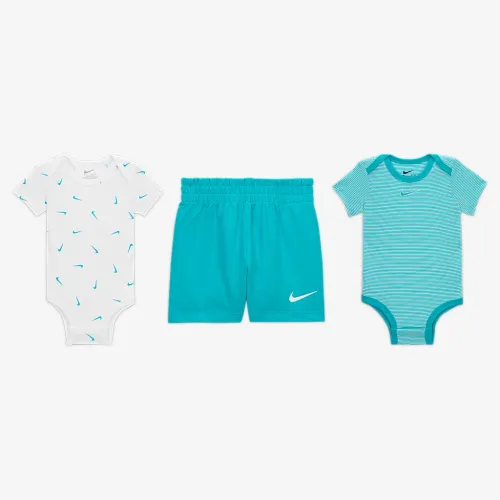 Nike Essentials Baby 3-Piece Striped Swooshfetti набор цвет зеленый