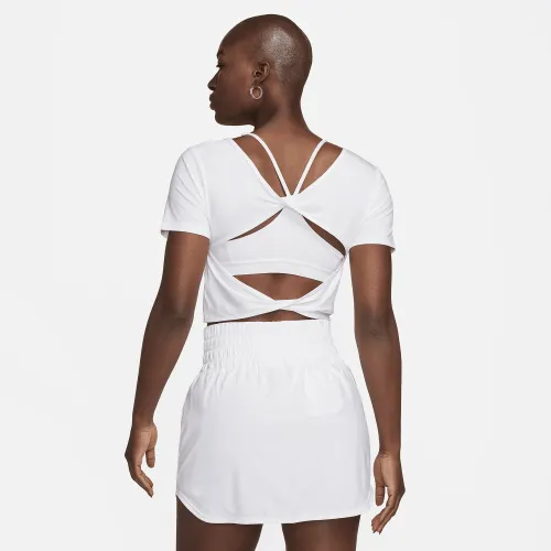 Nike One Classic жіноча Dri-FIT Short-Sleeve Cropped Twist Top колір білий