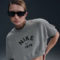 Nike Sportswear Collection жіноча Crew-Neck Short-Sleeve Cropped French Terry Top колір сірий