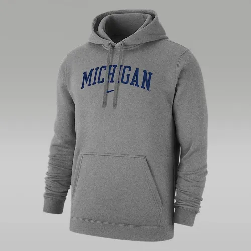 Michigan Club Fleece чоловічі Nike College Pullover Толстовка з капюшоном колір сірий