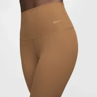 Nike Zenvy Rib жіноча Gentle-Support З високою талією 7/8 лосіни колір коричневий