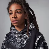 Nike Jordan MVP Big дитячі Fleece Printed Pullover Толстовка з капюшоном колір чорний