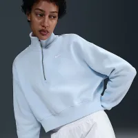 Nike Sportswear Phoenix Fleece жіноча 1/4-Zip Cropped світшот блакитний