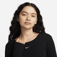 Nike Sportswear Chill Knit жіноча Tight Scoop-Back Long-Sleeve Mini-Rib Top колір чорний