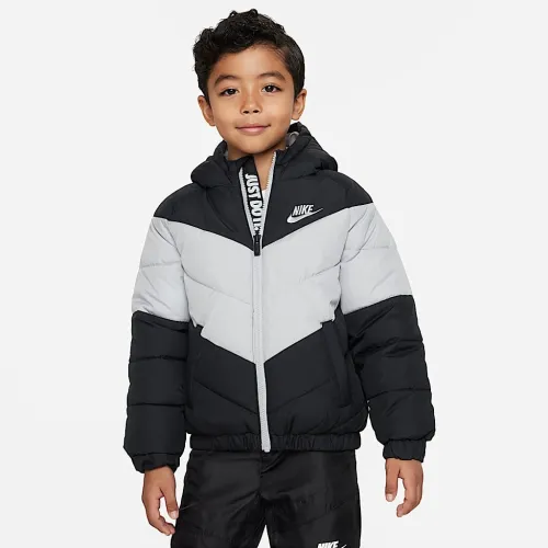 Nike Little дитячі Hooded Chevron Puffer Куртка колір чорний