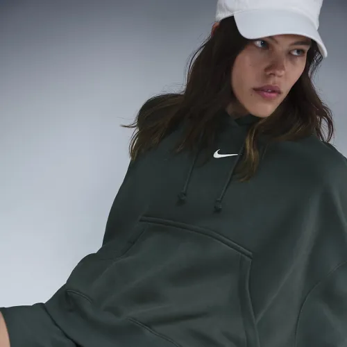 Nike Sportswear Phoenix Fleece женская Over-оверсайз Pullover Толстовка с капюшоном цвет зеленый