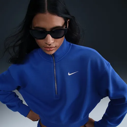 Nike Sportswear Phoenix Fleece женская 1/2-Zip Cropped свитшот синий