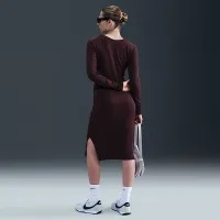 Nike Sportswear Chill Knit женская Tight Long-Sleeve Midi Mini-Rib Костюм цвет красный