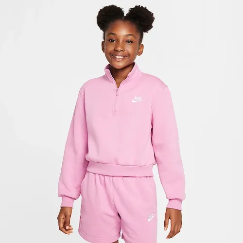 Nike Sportswear Club Big детские (Girls') Fleece 1/2-Zip Top Pink