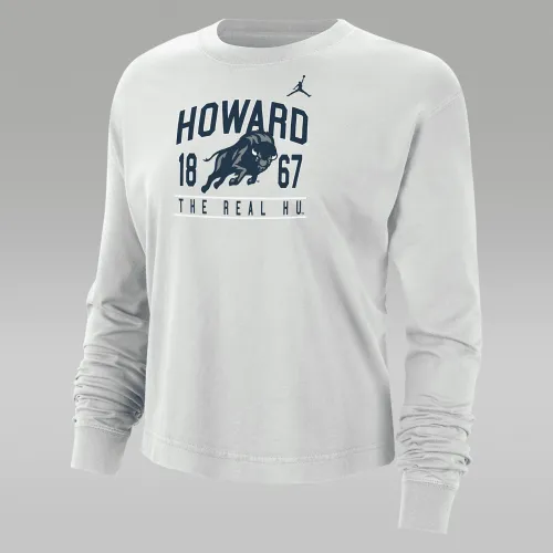 Nike Howard женская Jordan College Boxy Long-Sleeve футболка цвет серый