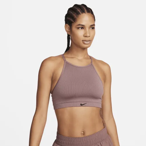 Nike Indy Seamless Ribbed женская Light-Support Non-Padded Sports Bra цвет фиолетовый