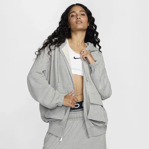 Nike Sportswear женская оверсайз Full-Zip French Terry Толстовка с капюшоном цвет серый