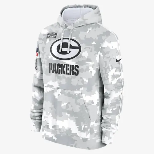 цвет зеленый Bay Packers Salute to Service Primary Edge Club мужские Nike NFL Pullover Толстовка с капюшоном цвет белый