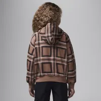 Nike Jordan Brooklyn Essentials Little детские Plaid Print Pullover Толстовка с капюшоном цвет коричневый