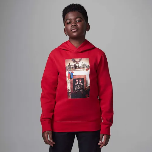 Nike Air Jordan Big детские (для мальчиков) Pullover Толстовка с капюшоном цвет красный