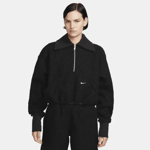 Nike Sportswear Collection жіноча High-Pile Fleece 1/2-Zip Top колір чорний