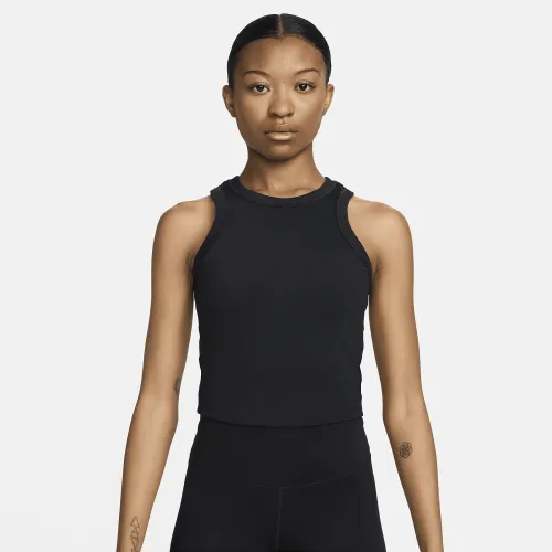 Nike One Fitted жіноча Dri-FIT Cropped Tank Top колір чорний