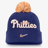 Philadelphia Phillies Peak мужские Nike MLB Cuffed Pom Beanie синий