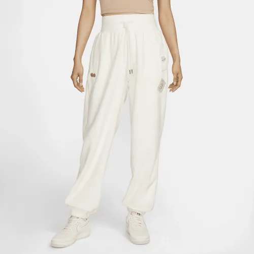 Nike Naomi Osaka Phoenix Fleece женская С высокой Талией оверсайз Pants цвет коричневый