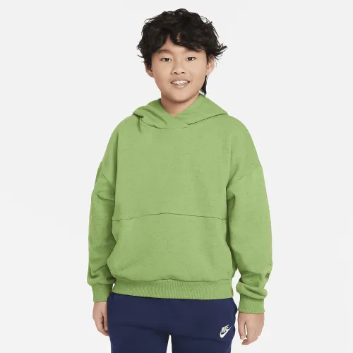Nike Icon Fleece Big детские оверсайз Pullover Толстовка с капюшоном цвет зеленый