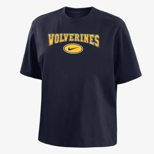 Michigan женская Nike College Boxy футболка синий