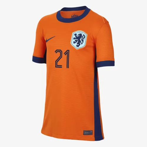Frenkie de Jong Netherlands National Team 2024 Stadium Home Big детские Nike Dri-FIT Soccer Jersey Orange
