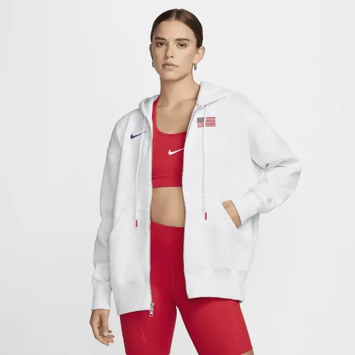 USA Phoenix Fleece женская Nike Full-Zip оверсайз Толстовка с капюшоном цвет коричневый