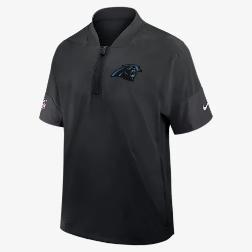 Carolina Panthers Sideline Coach мужские Nike NFL 1/2-Zip Short-Sleeve Hooded Куртка цвет черный