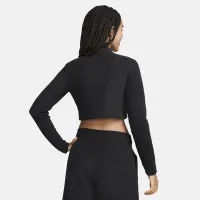 Nike Sportswear Phoenix Plush женская Slim Mock-Neck Long-Sleeve Cropped Cozy Fleece Top цвет черный