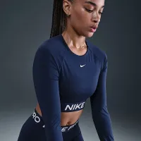 Nike Pro жіноча Dri-FIT Cropped Long-Sleeve Top блакитний