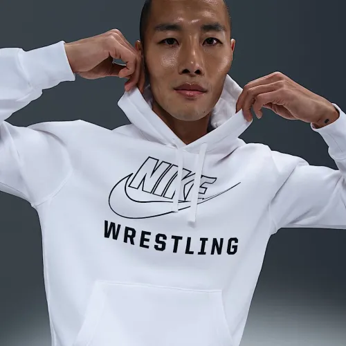 Nike мужские Wrestling Pullover Толстовка с капюшоном цвет белый