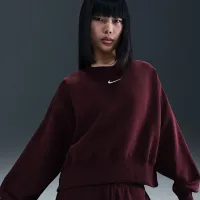 Nike Sportswear Phoenix Fleece женская Over-оверсайз Crew-Neck свитшот цвет красный