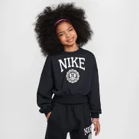 Nike Sportswear Club Big дитячі (Girls') French Terry Crew-Neck світшот колір чорний
