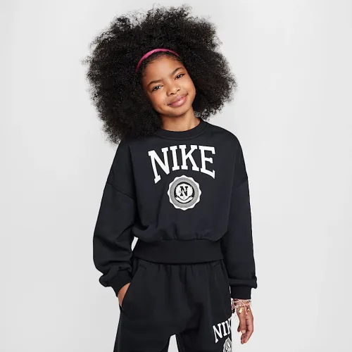 Nike Sportswear Club Big детские (Girls') French Terry Crew-Neck свитшот цвет черный