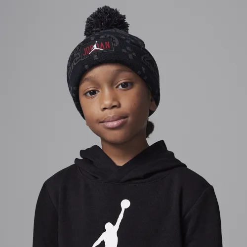 Nike Jordan Cuffed Pom Beanie Little Kids Hat цвет черный