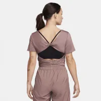 Nike One Classic жіноча Dri-FIT Short-Sleeve Cropped Twist Top колір фіолетовий