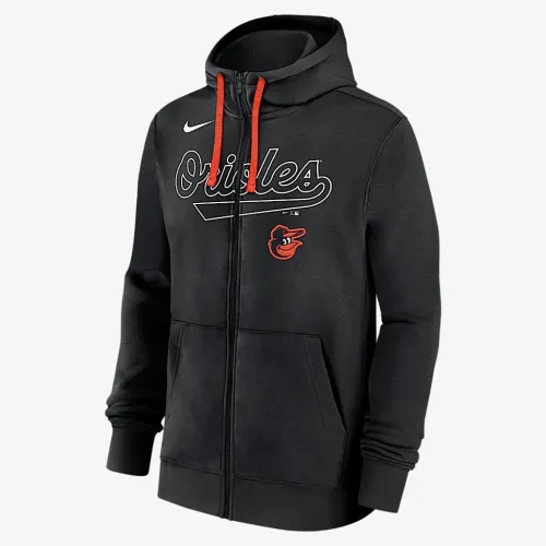 Baltimore Orioles Knockout Script чоловічі Nike MLB Full-Zip Толстовка з капюшоном колір чорний