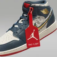 Nike Air Jordan 1 Mid SE Big детские Кроссовки синий
