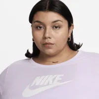 Nike Sportswear Essential женская Cropped Logo футболка (большие размеры) цвет фиолетовый