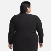 Nike Sportswear Chill Rib женская Slim Full-Zip Cardigan (большие размеры) цвет черный