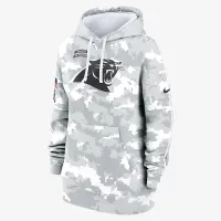 Carolina Panthers Salute to Service Primary Edge Club женская Nike NFL Pullover Толстовка с капюшоном цвет белый