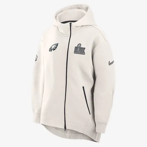 Philadelphia Eagles Super Bowl LIX Opening Night Tech Fleece женская Nike NFL Full-Zip Толстовка с капюшоном Cape цвет коричневый