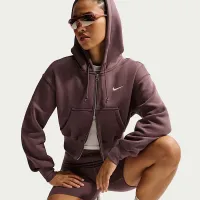 Nike Sportswear Phoenix Fleece жіноча Loose Full-Zip Cropped Толстовка з капюшоном колір фіолетовий